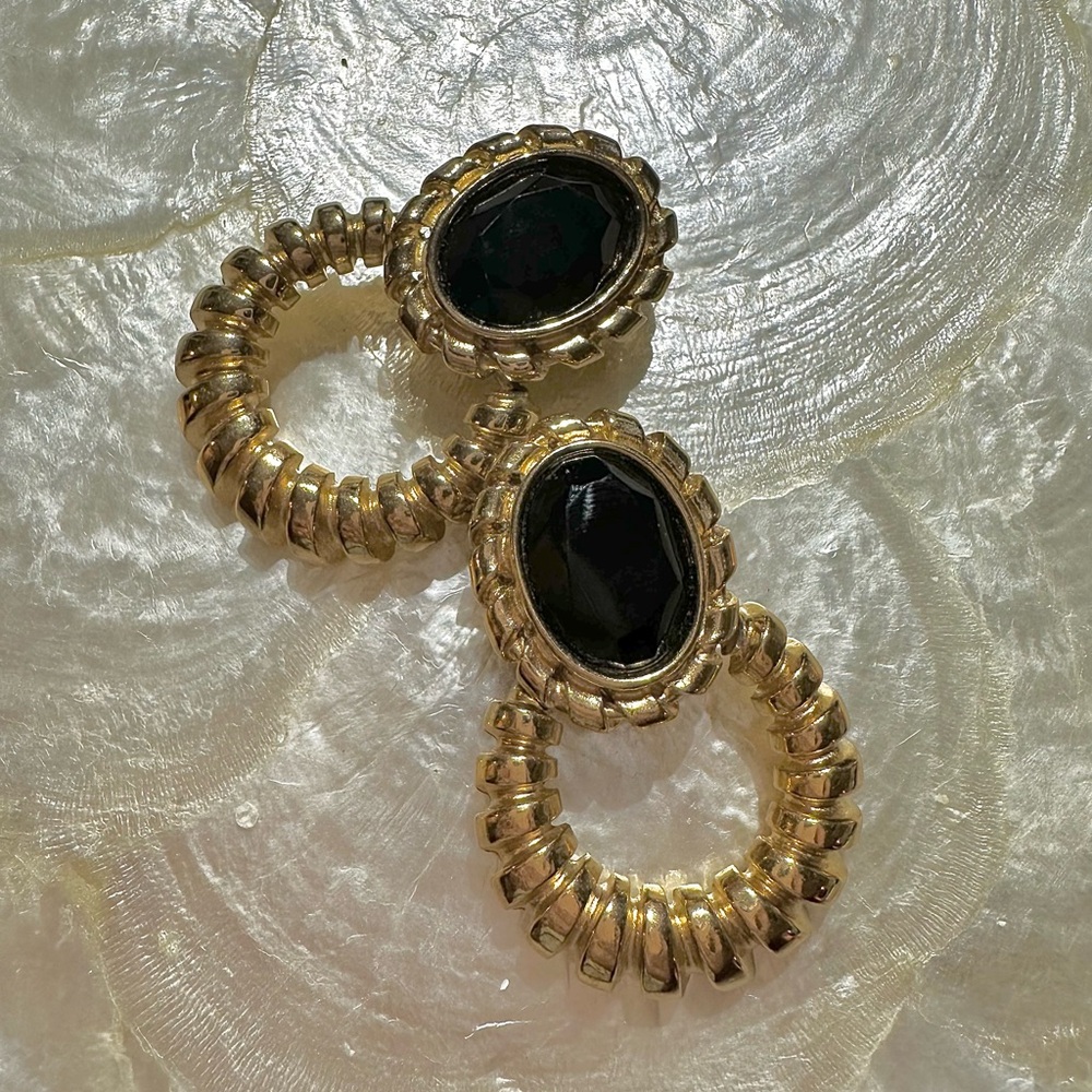 GIVENCHY Elegant Black and Gold Earrings